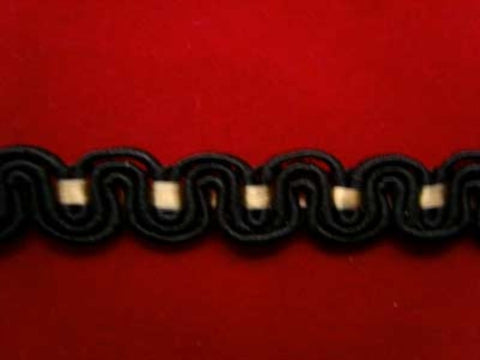 FT1062 11mm Black and Rich Cream Corded Braid Trimming - Ribbonmoon