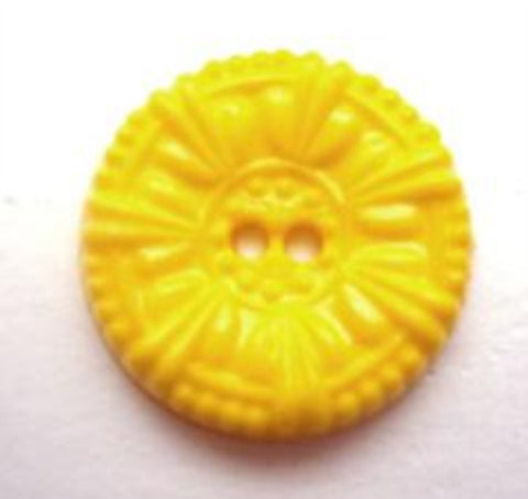 B9095 18mm Deep Yellow Textured Flower Design Nylon 2 Hole Button