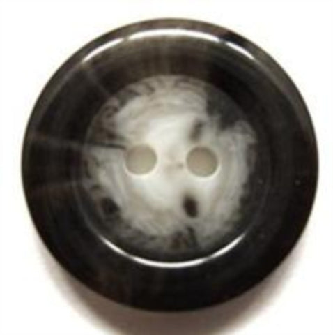 B6482 20mm Black and Natural Greys High Gloss 2 Hole Button - Ribbonmoon