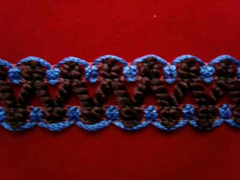 FT941 17mm Dark Brown and Light Royal Blue Braid Trimming - Ribbonmoon