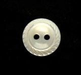 B17341 14mm Pale Cream Pearlised Polyester Mill Edge 2 Hole Button - Ribbonmoon