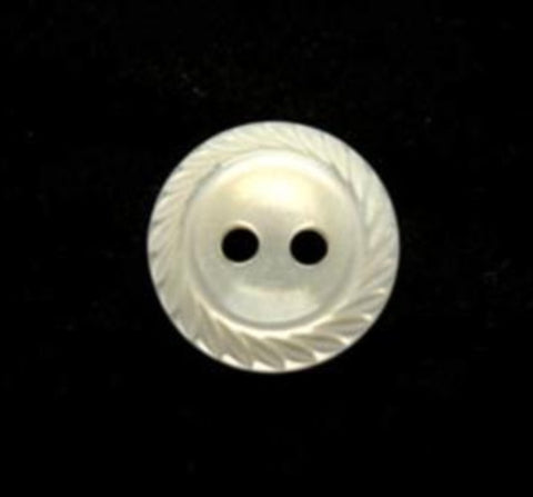 B17341 14mm Pale Cream Pearlised Polyester Mill Edge 2 Hole Button - Ribbonmoon