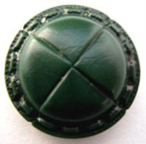 B15242 22mm Misty Hunter Green Leather Effect "Football" Shank Button - Ribbonmoon