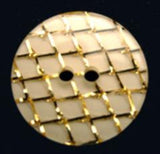 B11485 20mm Bridal White and Gold under a Clear Surface 2 Hole Button - Ribbonmoon