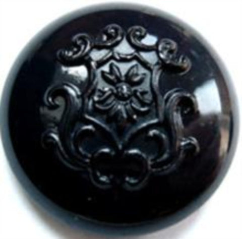 B7780 25mm Navy Domed Shank Button with a Coat of Arms Design - Ribbonmoon