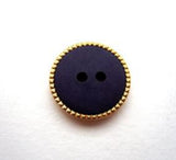 B13935 15mm Matt Navy Centre, Gold Gilded Poly Rim 2 Hole Button - Ribbonmoon