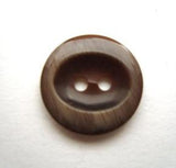 B11570 16mm Frosted Brown Gloss Oval Centre 2 Hole Button - Ribbonmoon