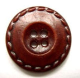 B15893 20mm Brown Leather Effect 4 Hole Button - Ribbonmoon