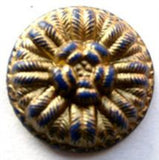 B5768 22mm Royal Blue Shank Button with a Metallic Gold Paint - Ribbonmoon