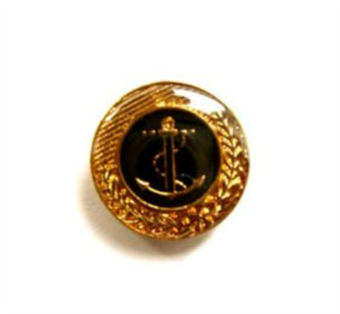 B12870 15mm Coppery Gold and Black Gilded Poly with an Anchor Design - Ribbonmoon