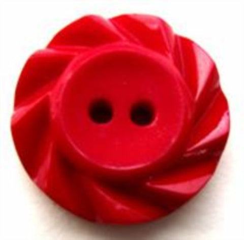 B14032 21mm Red Matt Centre 2 Hole Button with a Fluted Edge - Ribbonmoon