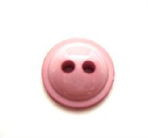 B8081 11mm Azalea Pink Heavily Domed Gloss Two Hole Button