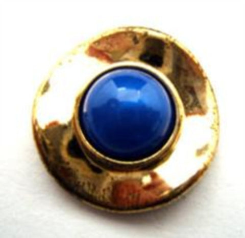 B14626 20mm Royal Blue Half Ball Shank Button with a Gilded Poly Rim - Ribbonmoon