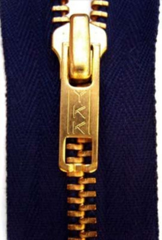 Z3750 YKK 24cm Deep Rich Navy Closed End No.5 Zip with Brass Teeth - Ribbonmoon