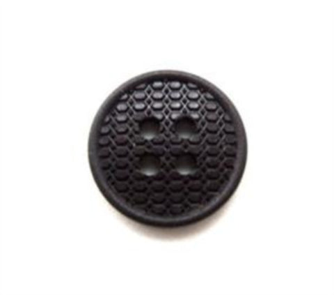 B10877 15mm Dark Smoked Grey Textured 4 Hole Button - Ribbonmoon