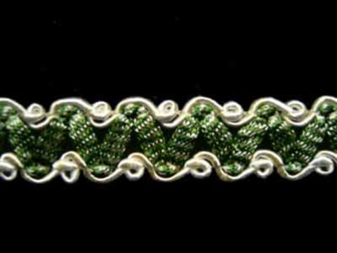 FT1693 15mm Pearl White and Bottle Green Soft Braid Trimming