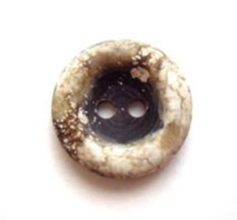 B8179 15mm Dark Brown and Natural Aarans Chunky Matt 2 Hole Button - Ribbonmoon