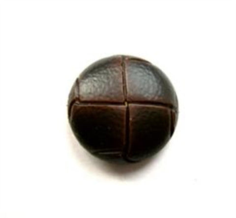 B12610 15mm Rosewood Brown Leather Effect "Football" Shank Button - Ribbonmoon