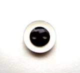 B13102 11mm Navy Glossy Centre and Matt White Ring 2 Hole Button - Ribbonmoon