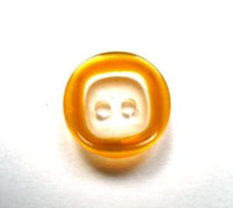 B16098 14mm Clear 2 Hole Button with a Marigold Tinted Rim