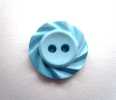 B13206 15mm Saxe Blue Matt Centre 2 Hole Button with a Fluted Edge - Ribbonmoon