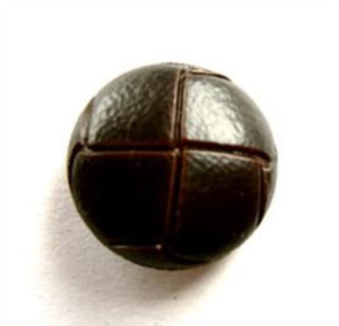 B13885 18mm Dark Brown Leather Effect "Football" Shank Button - Ribbonmoon