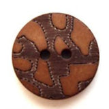 B6673 18mm Mixed Browns Textured 2 Hole Button - Ribbonmoon