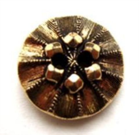 B13950 18mm Gilded Antique Brass Textured 2 Hole Button - Ribbonmoon