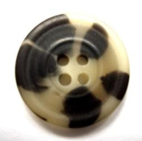 B15884 20mm Black and Natural Bone Sheen 4 Hole Button - Ribbonmoon