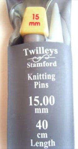 KP108 15mm x 40cm Knitting Pins / Needles, Aluminium - Ribbonmoon