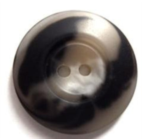 B6879 20mm Black and Natural Grey Bone Sheen 2 Hole Button - Ribbonmoon