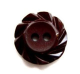 B13111 17mm Brown Maroon Matt Centre 2 Hole Button with a Fluted Edge