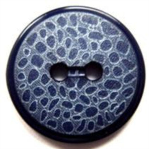 B15789 23mm Frosted Navy Matt Design 2 Hole Button, Thin Gloss Rim - Ribbonmoon