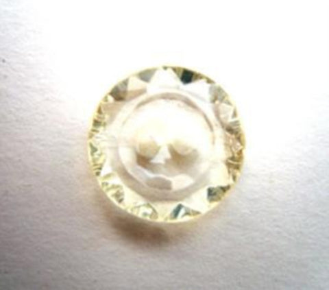 B13299 15mm Yellow Tinted Clear Crystal Glass Effect 2 Hole Button - Ribbonmoon