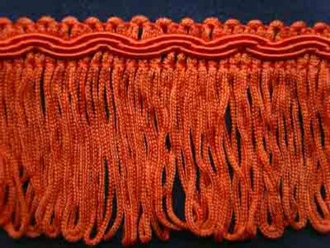 FT1102 46mm Dusky Orange Looped Fringe on a Decorated Braid - Ribbonmoon