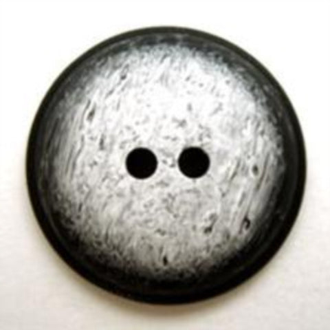 B6759 17mm Black and Frost White Domed Soft Sheen 2 Hole Button - Ribbonmoon