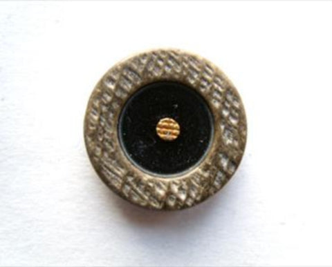 B6520 15mm Black, Gold and Stone Beige Shank Button - Ribbonmoon