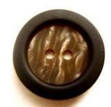 B8801 Tonal Browns Pearlised 2 Hole Button with a Raised Black Rim - Ribbonmoon