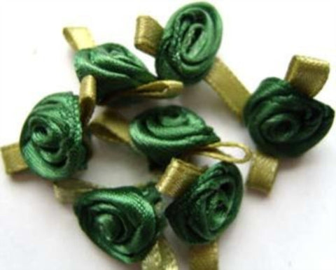 RB264 24mm Bottle Green Satin Ribbon Rose - Ribbonmoon