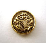 B15186 15mm Gilded Anti Gold Poly Shank Button, Coat of Arms Design - Ribbonmoon