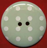 B3196 34mm Pale Aqua Glossy Polka Dot 2 Hole Button - Ribbonmoon