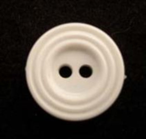 B5137 14mm White Gloss Ringed Rim 2 Hole Button - Ribbonmoon