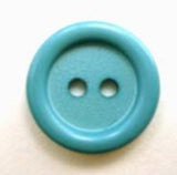 B5134 14mm Turquoise Blue Matt Centre 2 Hole Button - Ribbonmoon