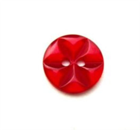 B14025 14mm Cardinal Red 2 Hole Polyester Star Button - Ribbonmoon