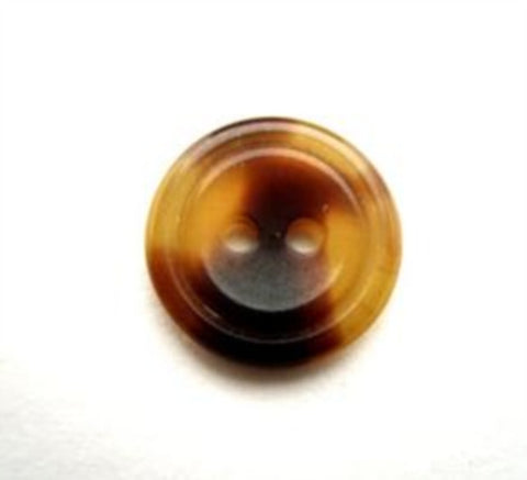 B13565 15mm Tortoise Shell Gloss 2 Hole Button - Ribbonmoon