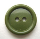 B9421 19mm Leaf Green Gloss 2 Hole Button with a Raised Rim - Ribbonmoon