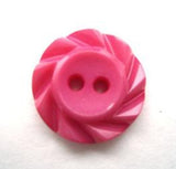 B13629 17mm Hot Pink Matt Centre 2 Hole Button with a Fluted Edge - Ribbonmoon