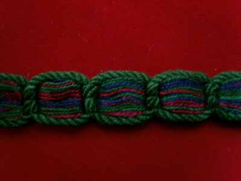 FT1309 15mm Green-Navy-Wine Cord Decorated Tough Braid