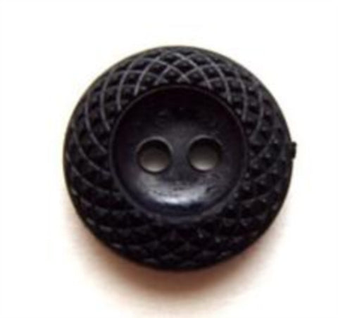 B7330 16mm Black 2 Hole Button with a Textured Rim - Ribbonmoon