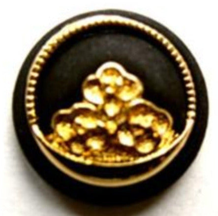 B10991 18mm Matt Black and Gilded Gold Shank Button - Ribbonmoon